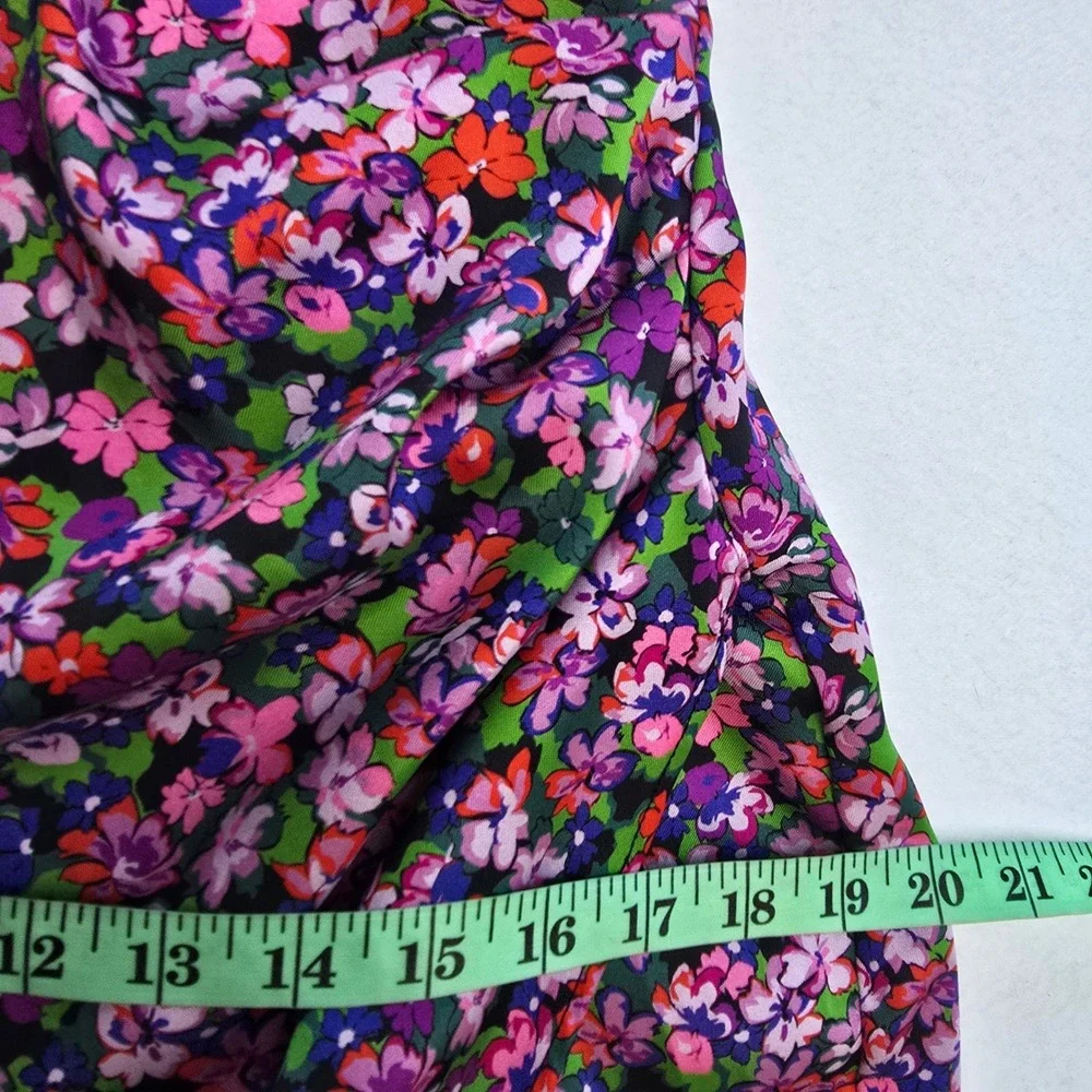 Zara Womens Purple Floral‎ Long Sleeve Wrap Mini Dress V-Neck Ruched Size Medium
